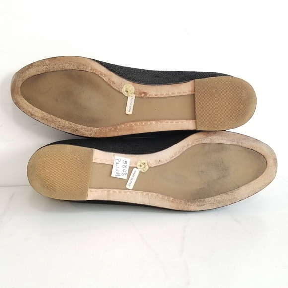 Bruno Magli Textured Leather Peep Toe Flats Shoes - Picture 9 of 10